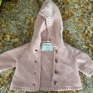 Old Navy Pink Baby Girl Knitted Jacket 0-3 Months